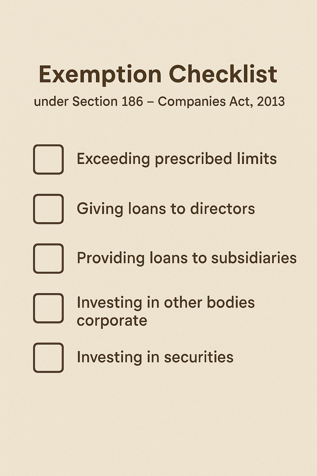Exemption Checklist under Section Companies Act, 2013 Exemption Checklist under Section Companies Act, 2013