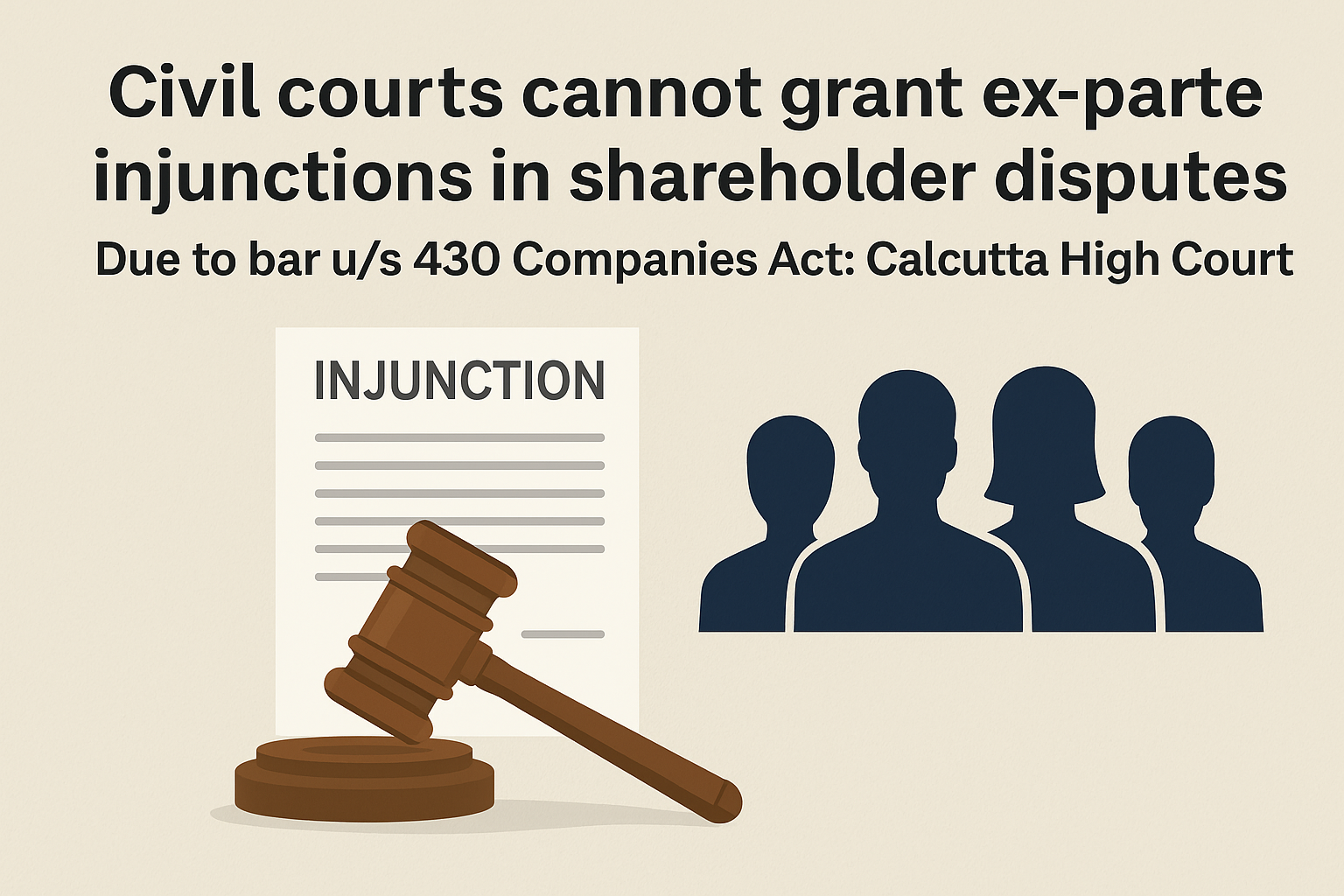 Civil courts cannot grant ex-parte injunctions in shareholder disputes — Calcutta High Court  Civil courts cannot grant ex-parte injunctions in shareholder disputes — Calcutta High Court