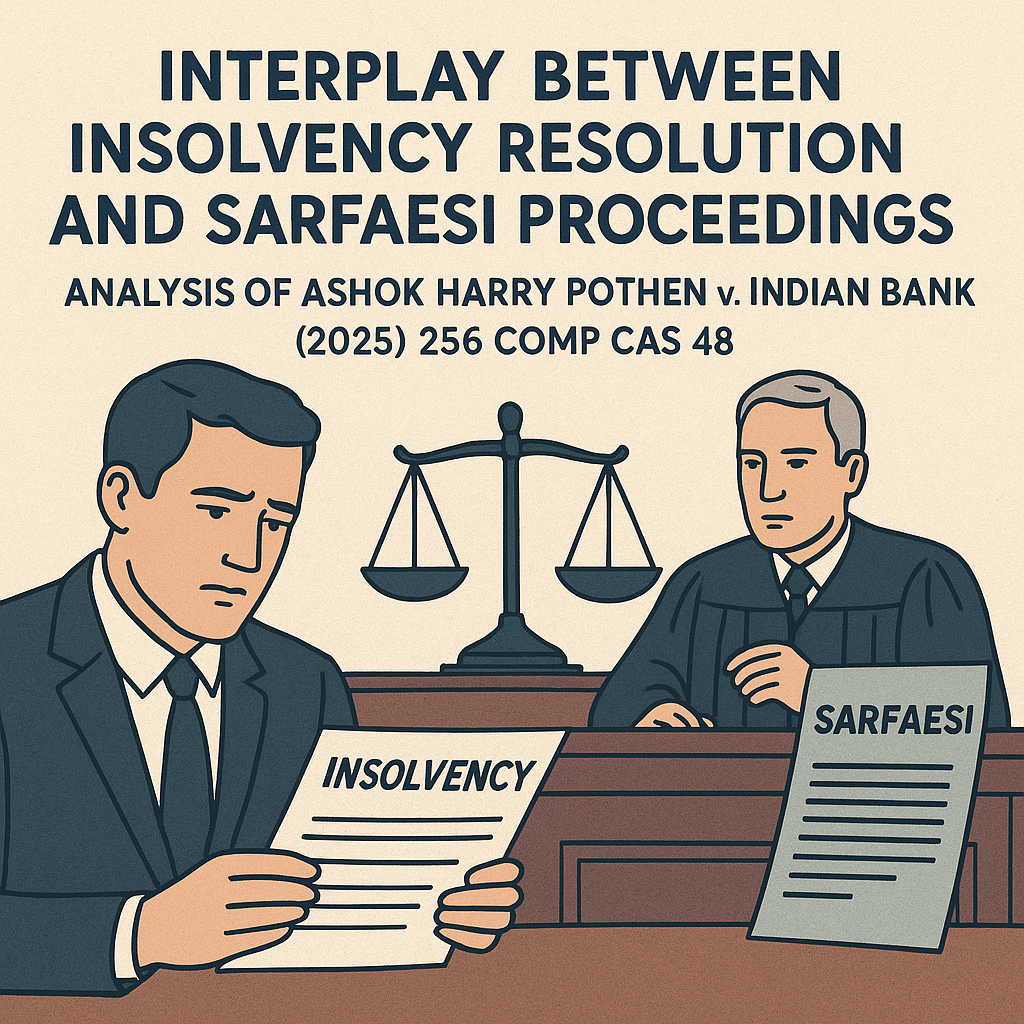 Interplay between Insolvency Resolution and SARFAESI Proceedings: Analysis of Ashok Harry Pothen v. Indian Bank (2025) 256 Comp Cas 48