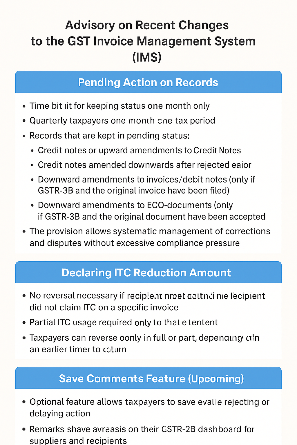 Advisory on Recent Changes to the GST Invoice Management System (IMS)
